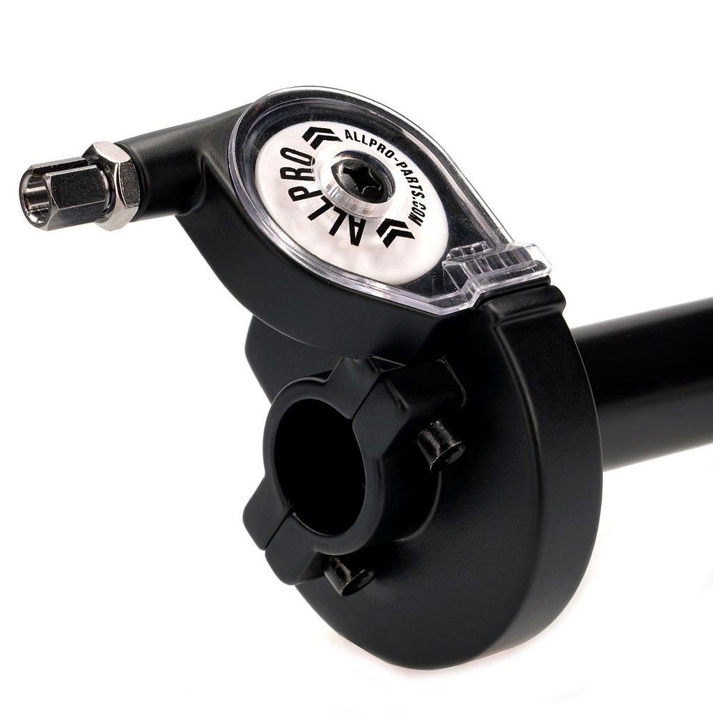 Mando de gas negro universal con puños 148º horizontal Allpro