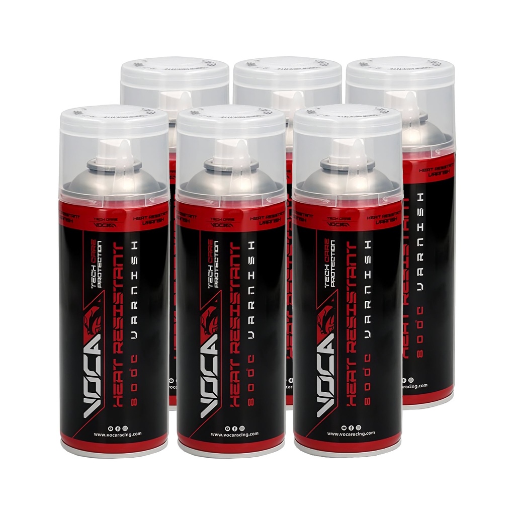 Caja de 6 unidades laca anticalórica VOCA Racing Heat Resistant 800° transparente 400ml 1 unidad gratis