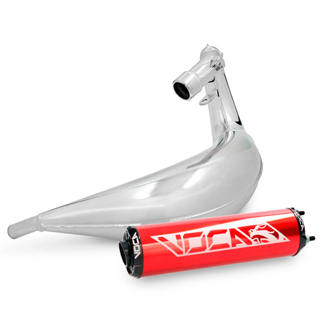Escape Derbi Senda/DRD / Aprilia RX/SX VOCA Cross Chromed 50/70cc (CE) - Silenciador rojo