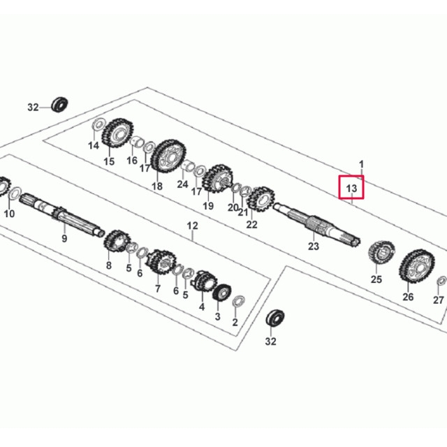 Arbol de transmisión secundario completo Rieju Tango 250cc 4T