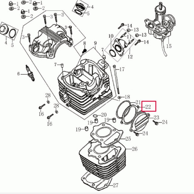 Junta tapa lateral cilindro Rieju Marathon / Tango AC 125cc 