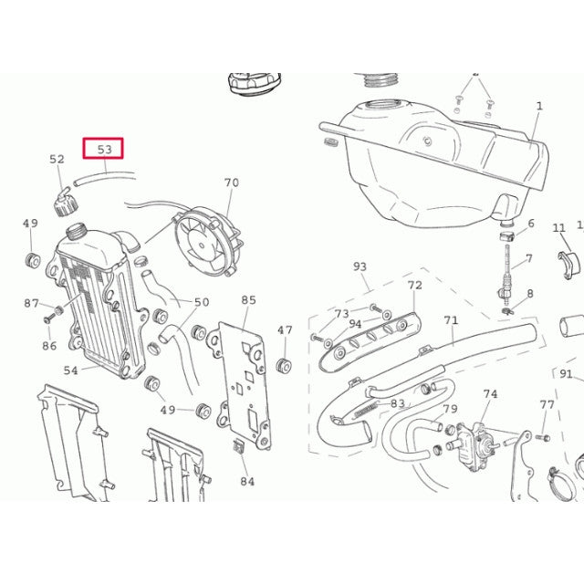 Tubo tapón radiador Rieju 50-125cc Ø5x10mm negro