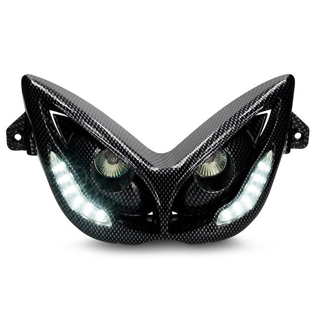 Doble óptica LED Angel eyes Yamaha Aerox 50 <2013 Allpro - Carbono