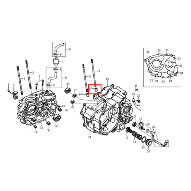 Pin centrador cilindro Pitbike 10X14 Zongshen