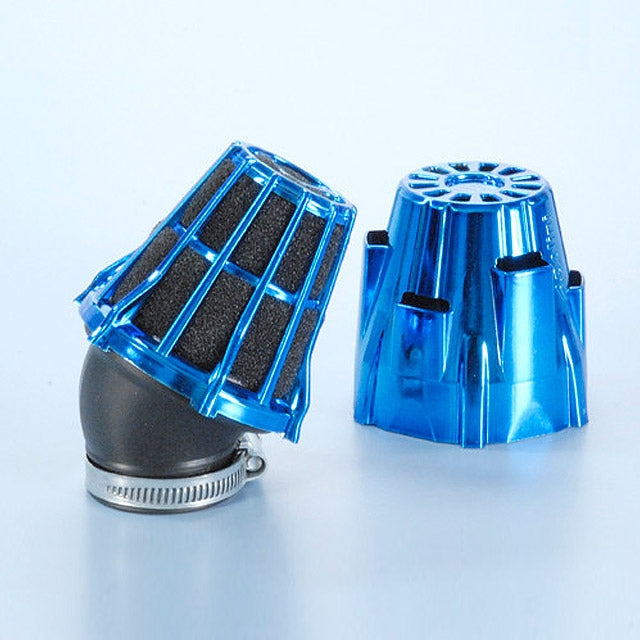 Filtro de aire Polini curvado 30° d=32mm carcasa plástico azul cromado