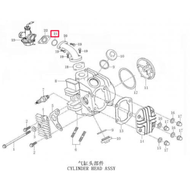 Junta tórica tobera de admisión Pitbike Motor Semi-auto 88/125 Zongshen