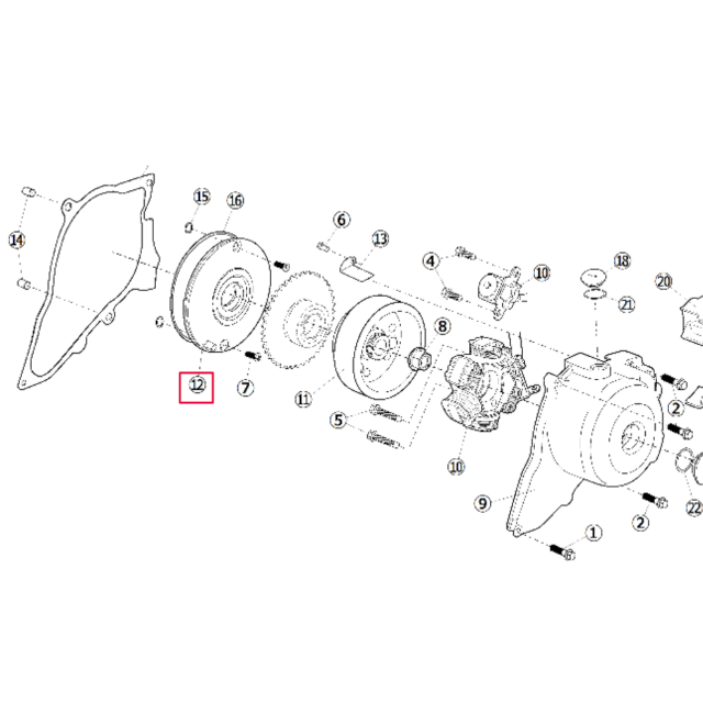 Pletina tapa motor/cigüeñal lado encendido 190 arranque elec. motor Daytona Anima