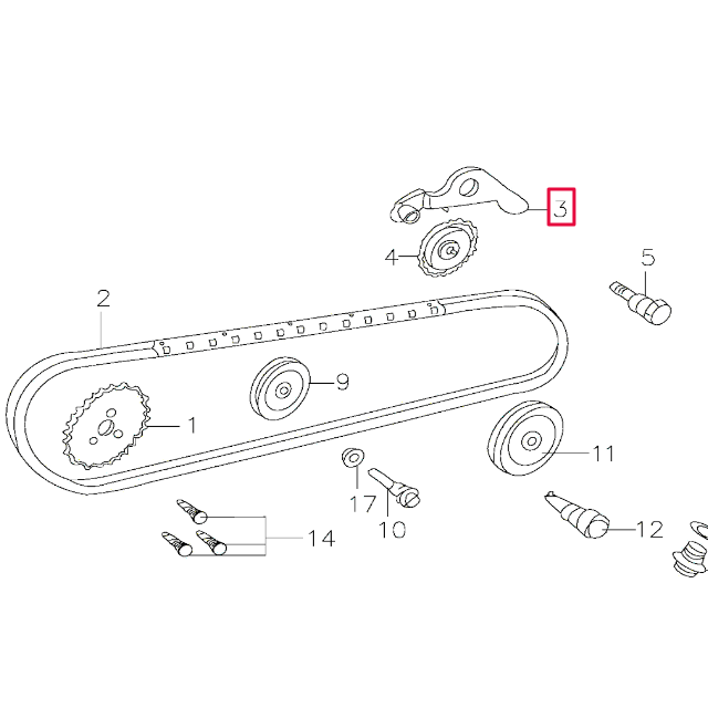 Brazo tensor cadena distribución Pitbike motor 150-3/E 150-5 YX