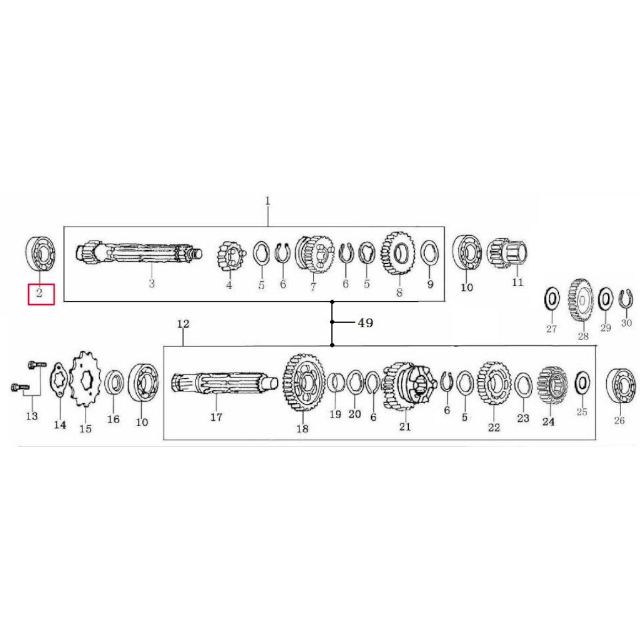 Rodamiento 6001 eje primario de cambio Pitbike Zongshen 155Z