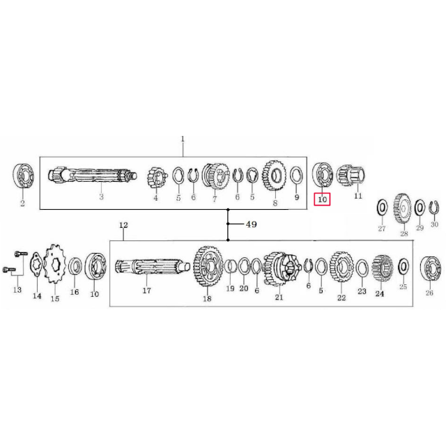 Rodamiento 6203 eje secundario de cambio Pitbike Zongshen 155Z