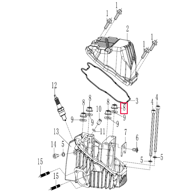 Tuerca m8 culata Pitbike motor 190 Zongshen