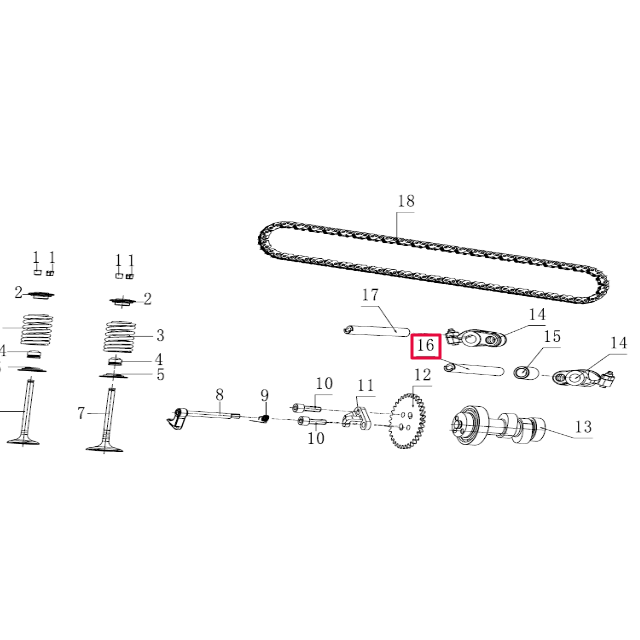 Eje pasador balancín escape Pitbike motor 190 Zongshen