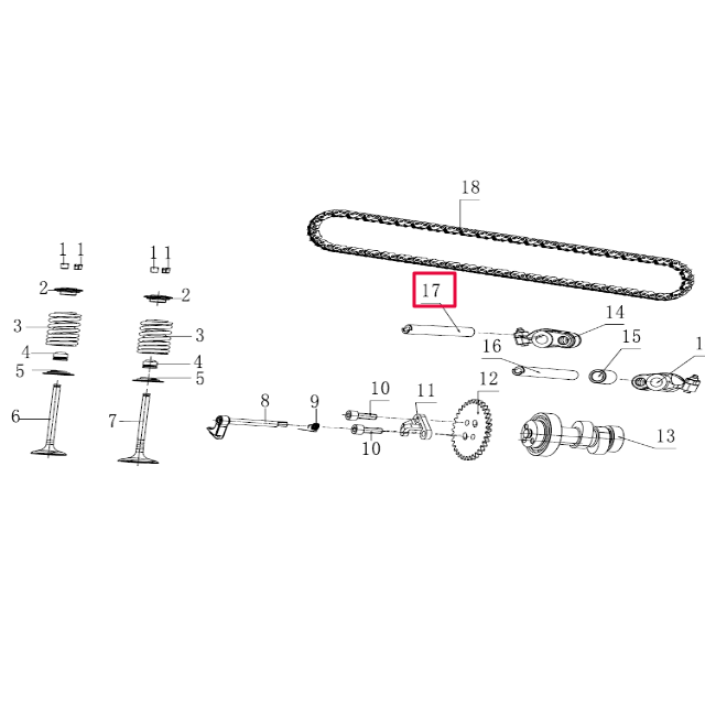 Eje pasador balancín admisión Pitbike motor 190 Zongshen