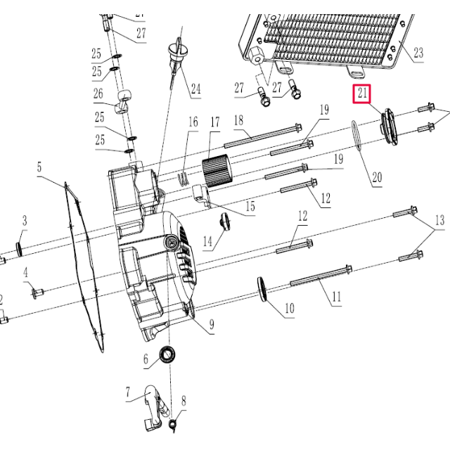 Tapa filtro de aceite Pitbike motor 190 Zongshen