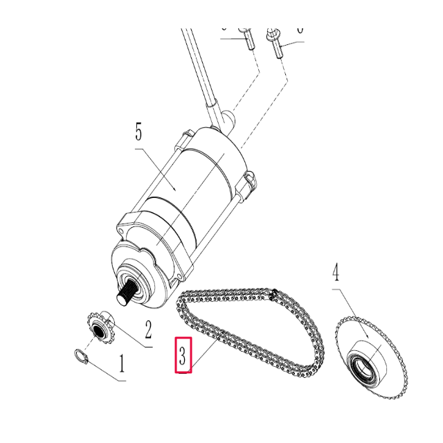 Cadena motor de arranque Pitbike motor 190 Zongshen