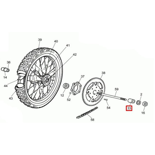 Casquillo Separador rueda trasera Ø25x5x35 Rieju 50 RR/Spike