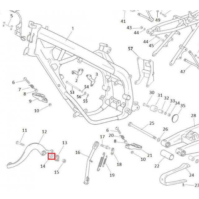 Junta separadora pedal de freno Rieju 50-125 MRT / 125 Marathon / 125-250 Tango