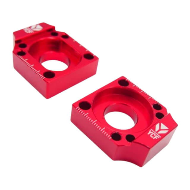 Tensores de cadena CNC Ø15 Basculante alu Pitbike YCF - Rojo