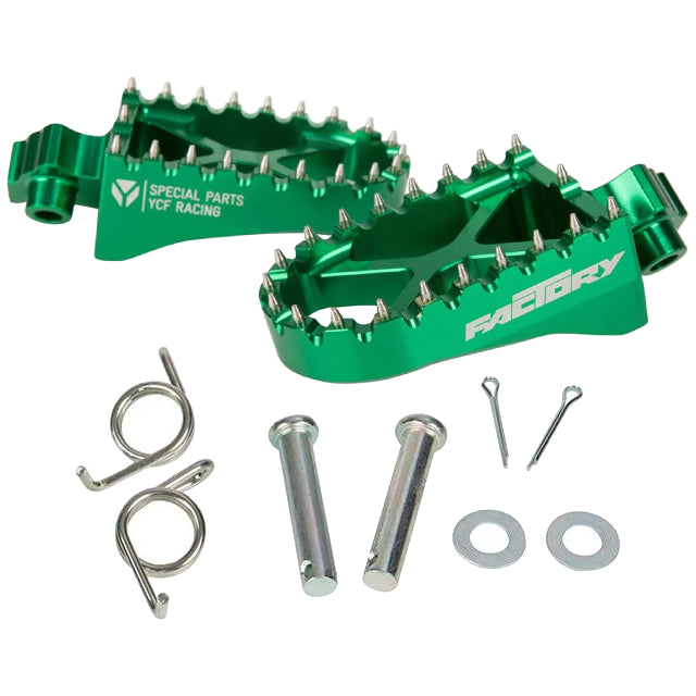 Estriberas aluminio CNC Pitbike YCF Factory - Verde