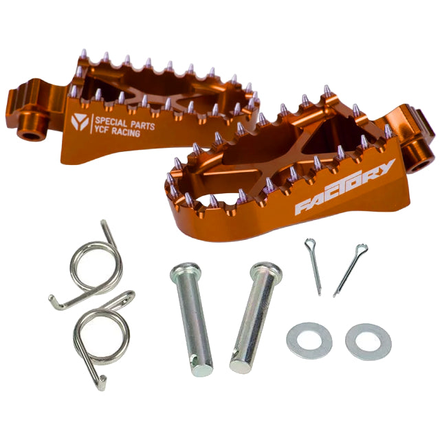 Estriberas aluminio CNC Pitbike YCF Factory - Naranja