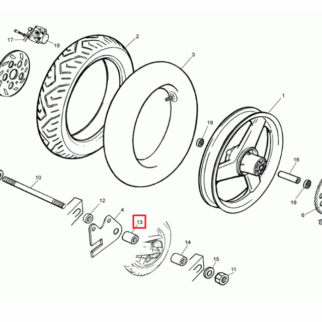Casquillo separador rueda trasera Rieju 50 RS1