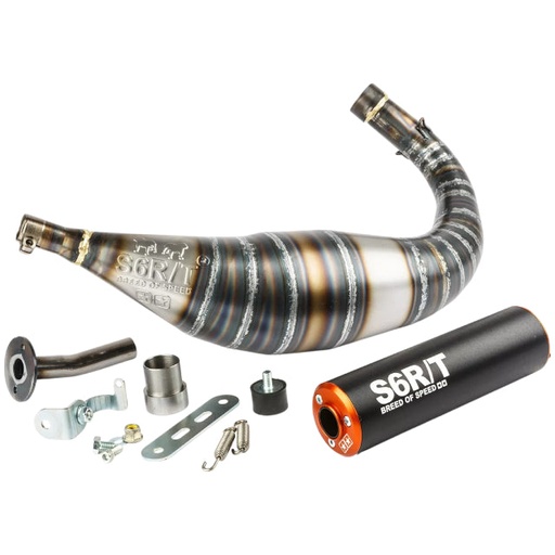[S6-96188951/BO] Escape Minarelli AM6 Stage6 R/T 90-100cc - Silenciador Naranja/Negro