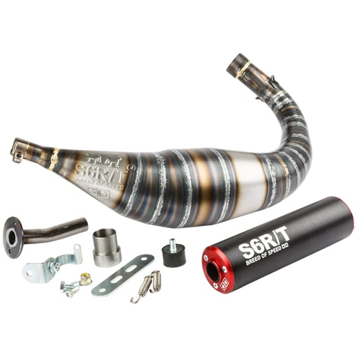 [S6-96188951/RE] Escape Minarelli AM6 Stage6 R/T 90-100cc - Silenciador Rojo/Negro