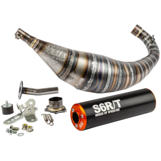 [S6-96193951/BO] Escape Derbi Stage6 R/T 90-100cc - Silenciador Negro / Naranja