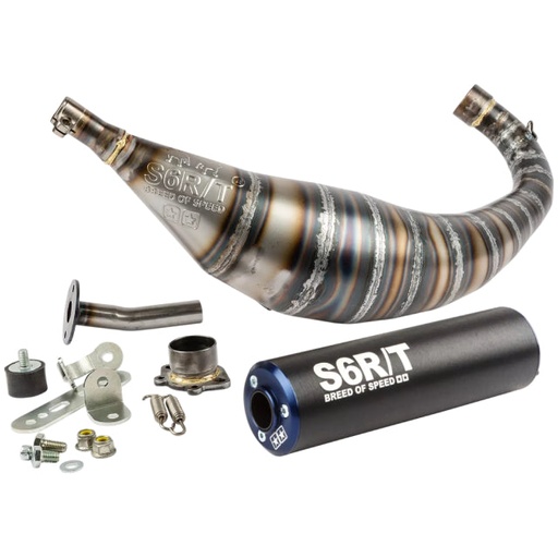 [S6-96193951/BL] Escape Derbi Stage6 R/T 90-100cc - Silenciador Negro / Azul