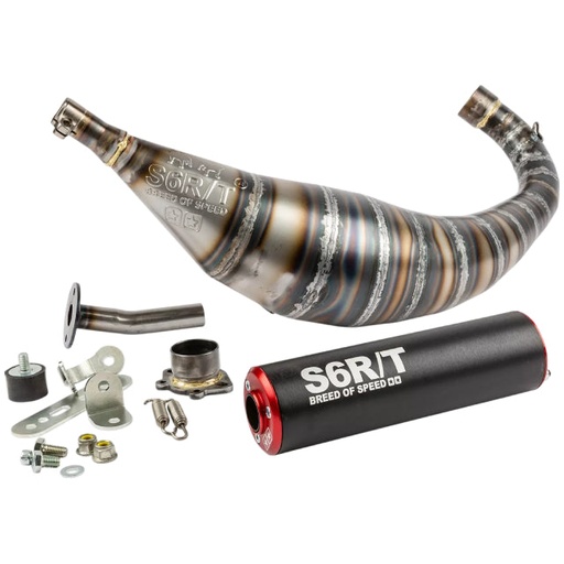 [S6-96193951/RE] Escape Derbi Stage6 R/T 90-100cc - Silenciador Negro / Rojo