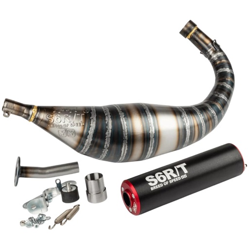 [S6-96188851/RE] Escape Minarelli AM6 Stage6 R/T 80 - 90cc - Silenciador Rojo / Negro