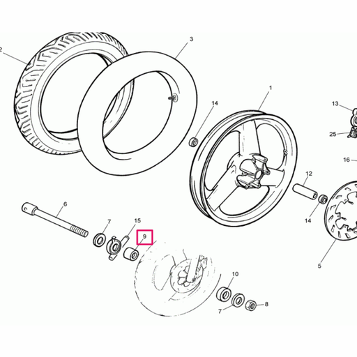 [0/000.480.0615] Separador reenvío rueda delantera 10x20x12 Rieju 50 RS1