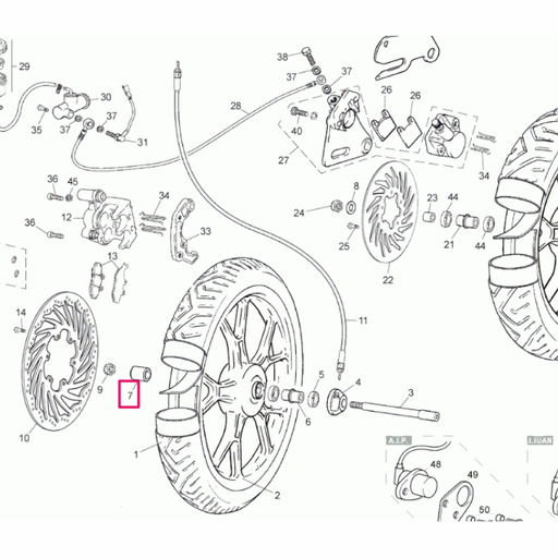 [0/000.480.7002] Separador lado freno rueda delantera Q 25x5x17 Rieju 50-125 RS2