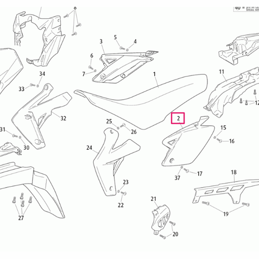[0/000.570.5053] Tapa trasera izquierda Rieju 50 MRT - Blanco