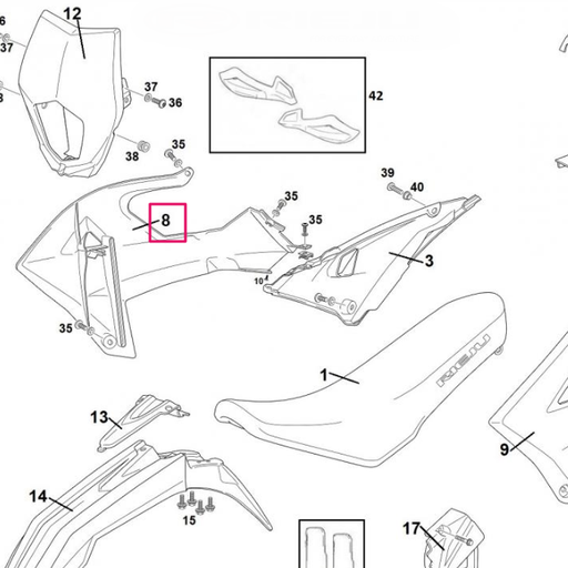 [0/R00.570.5310] Tapa de radiador derecha Rieju 50 MRT Pro Trophy 2022 - Blanco