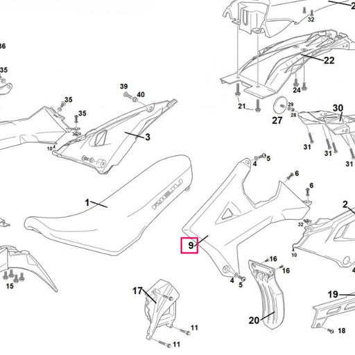 [0/R00.570.5293] Tapa de radiador izquierda Rieju 50 MRT 2022 - Rojo