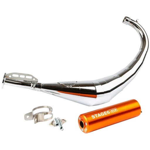 [S6-9118904/OR] Escape Stage6 Streetrace Cromado Derbi / Minarelli AM6 - Silenciador Naranja