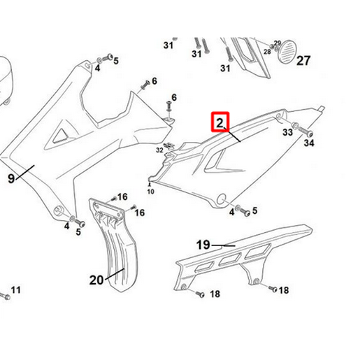 [0/R00.570.5277] Tapa trasera lateral izquierda Rieju 125 MRT - Negro