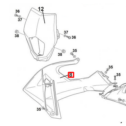 [0/R00.570.5278] Tapa de radiador derecha Rieju 125 MRT - Blanco