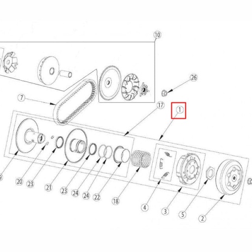 [0/006.052.0039] Kit poleas con embrague Rieju Bye Bike 45 km/h 17-19