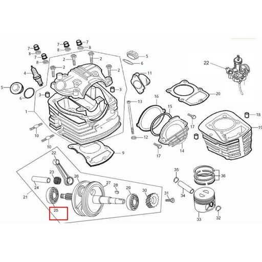 [0/250.009.0009] Rodamiento cicüeñal lado embrague Rieju 250 Tango