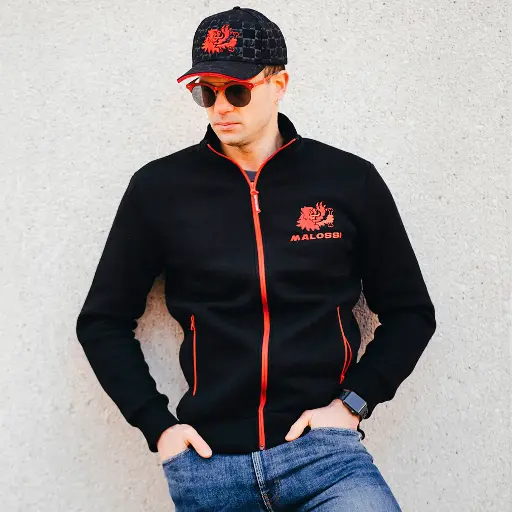 [4118542.40] Sudadera negra con logo Malossi de color rojo talla M