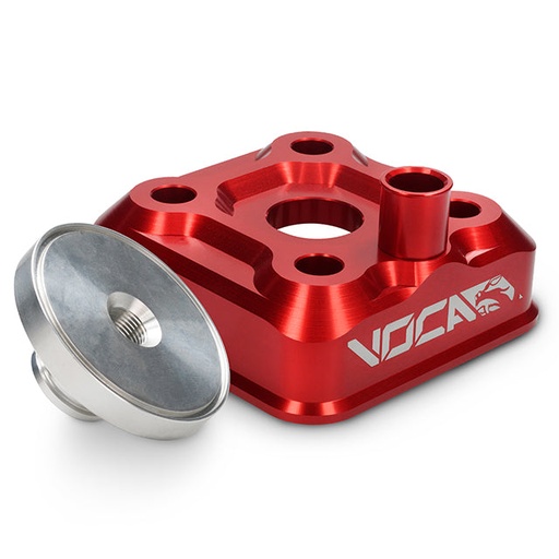 [VCR-RD11DT.00/RE] Culata modular VOCA Race Head RAW, culatín virgen, Yamaha DT LC/D, rojo