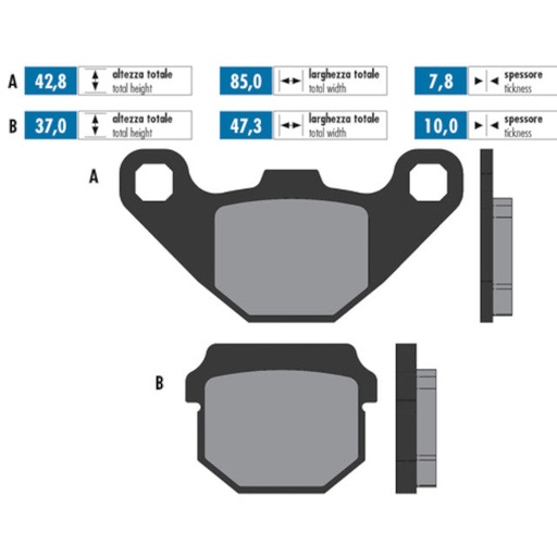 [174.0075] Pastillas de freno Polini For Race Kawasaki KX 80 / Suzuki RM 80 / Peugeot Speedfight - Orgánico