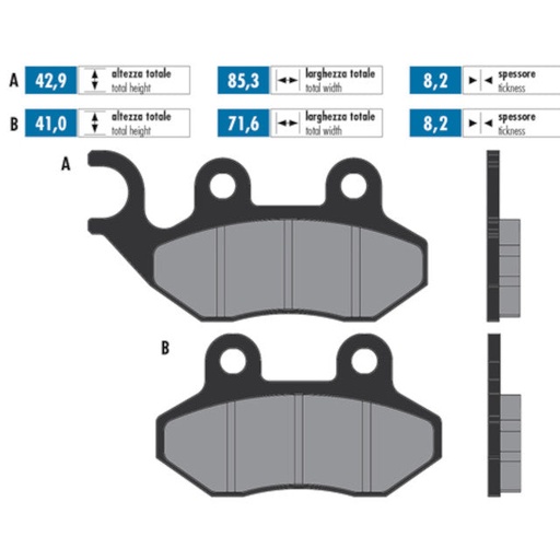[174.0099] Pastillas de freno Polini For Race delanteras SYM / Peugeot - Orgánico