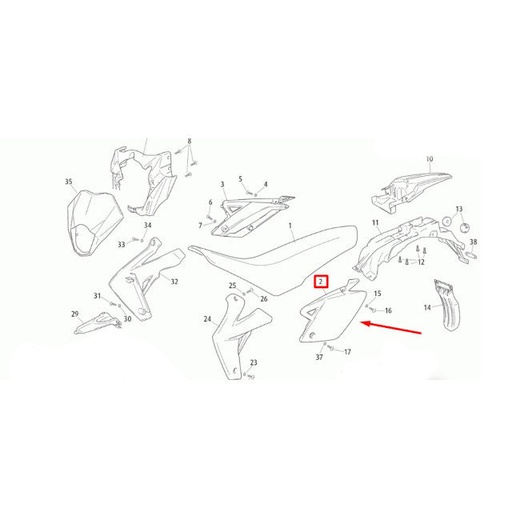 [0/000.570.5061] Tapa trasera Izquierda Rieju MRT 50 - Negro