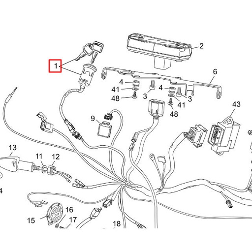 [SH-3774] Cerradura completa original Sherco SM-R / SM-RS / SE-R / SE-RS