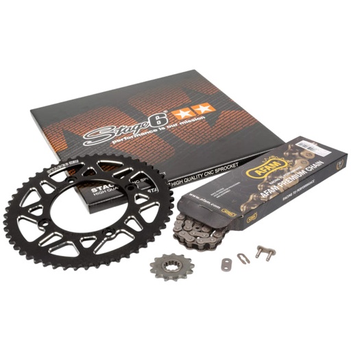 [S6-2118813/BK] Kit cadena y corona aluminio CNC 13x53 420 Beta RR 50 Stage6 - Negro 
