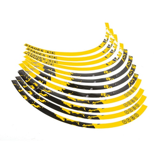 [S6-0512.1/YE] Kit de adhesivos llantas 12" Stage6 - Amarillo / Negro