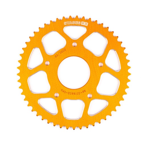 [S6-2018802/OR] Corona Peugeot / Motorhispania 50 53D 420 aluminio CNC Stage6 - Naranja